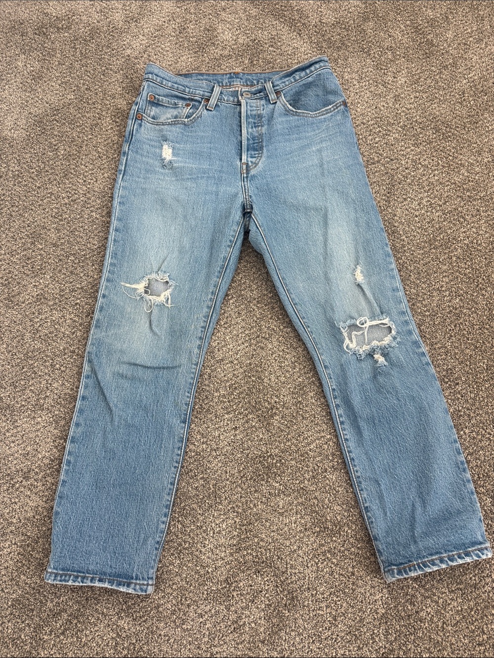 Levi's Light Blue Relaxed Fit Distressed Jeans